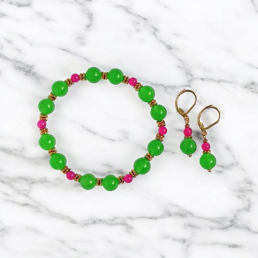 komplet biżuterii RAZEM TANIEJ! summer collection : bransoletka i kolczyki : jadeit III