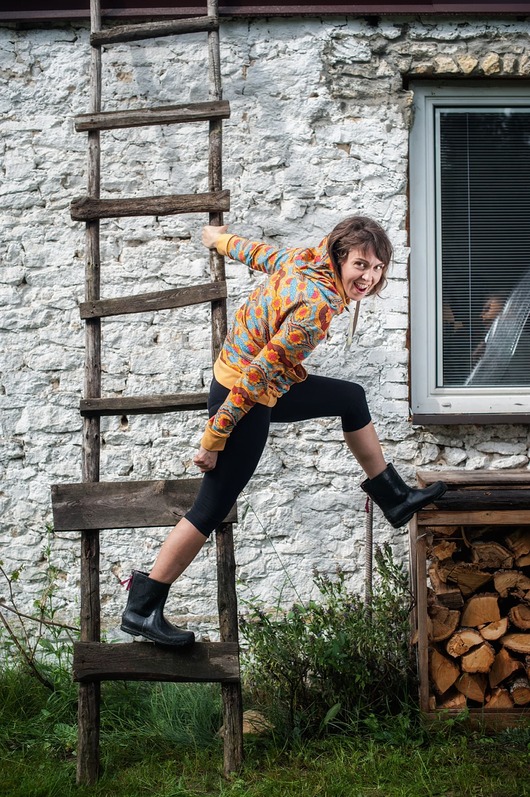 bluza z kapturem damska Bluza kangurka "Sunflower" z musztardą