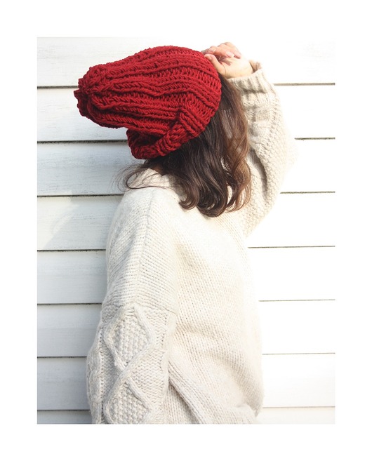 czapki damskie Czapka handmade beanie z wełną merino bulky