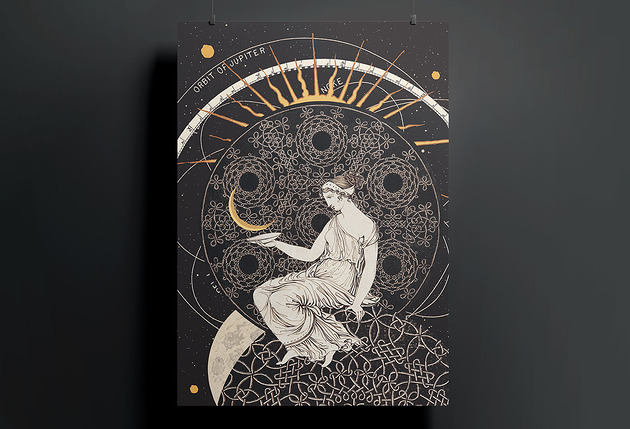 grafiki i ilustracje Plakat - kolaż - Celestial Bond - A4