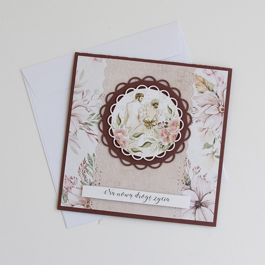 kartki scrapbooking Kwiatowa kartka ślubna