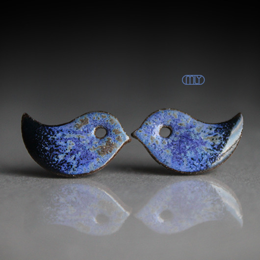 kolczyki ceramiczne Ptaszki /stal chirurgiczna/