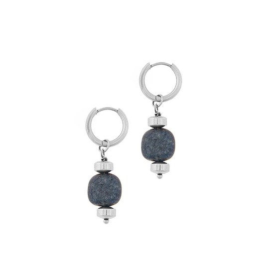 kolczyki z kamieniami Kolczyki koła Blue Marine - srebrne hematyty-12mm - Srebrna stal szlachetna