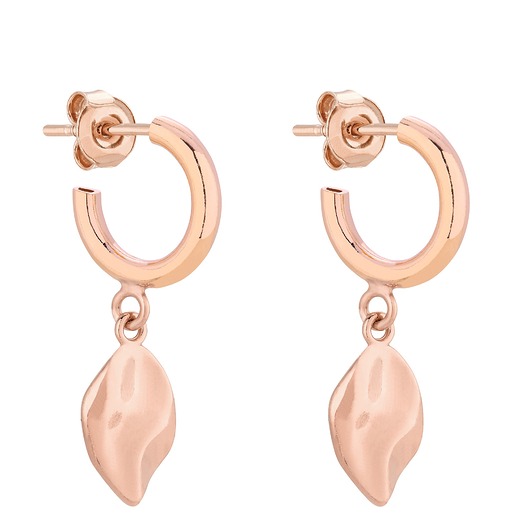 kolczyki pozłacane Półkola S z łezką z różowego złota