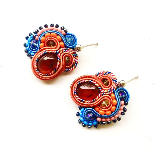 kolczyki soutache Sutaszowe kolczyki AMBER orange