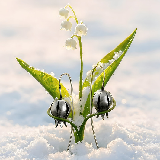 kolczyki srebrne Srebrne wiszące kolczyki tulipany medium size