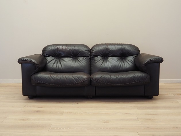 sofy i szezlongi Sofa skórzana brązowa, szwajcarski design, lata 70, produkcja: De Sede