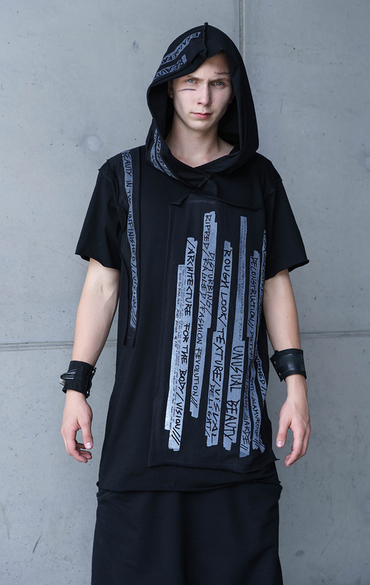 t-shirty męskie ISHIKAWA T-Shirt Unisex Długi Szary nadruk