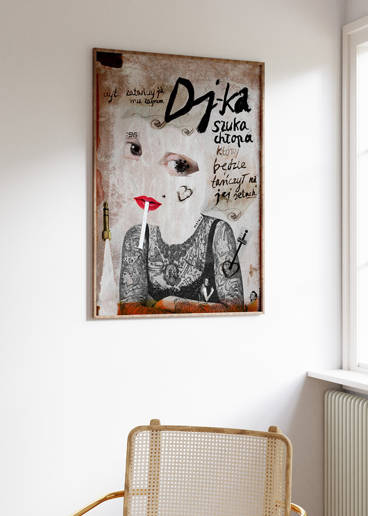 plakaty Plakat DJ-ka grafika na prezent techno urodziny muzyka ilustracja
