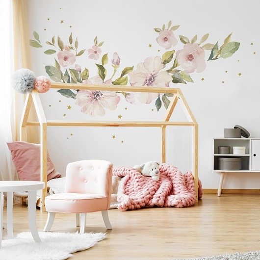 naklejki ścienne do pokoju dziecka Naklejka ścienna Magnolie Zestaw