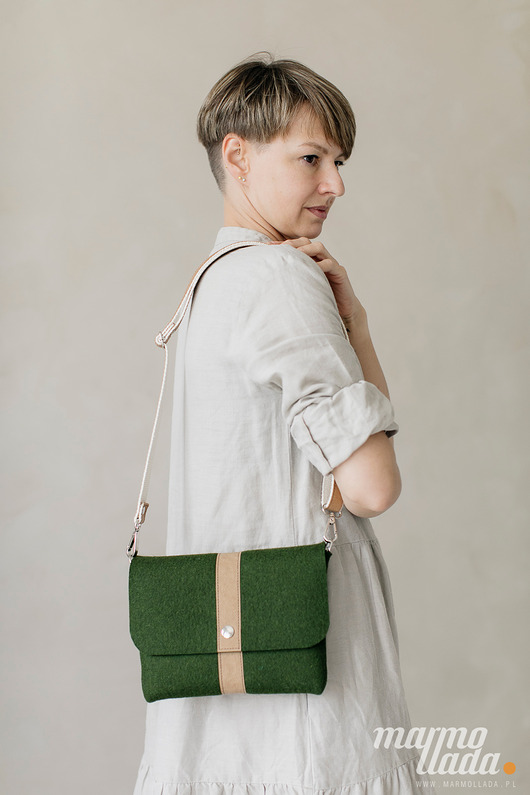 torby na ramię Marmollada - filcowa listonoszka LEŚNA + brąz