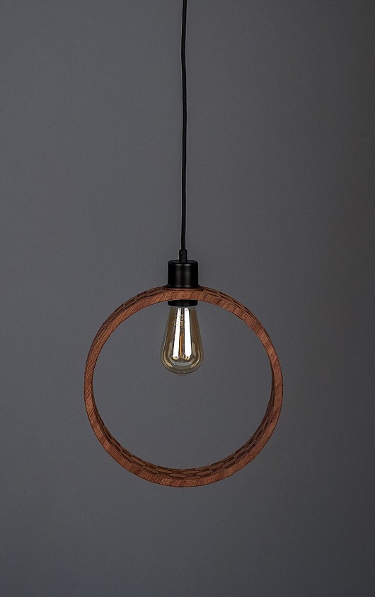 lampy wiszące Okrągła lampa z drewna