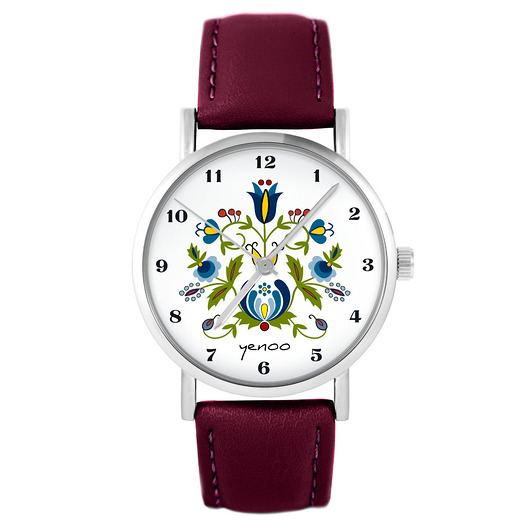 zegarki unisex Zegarek - Kaszubski - skórzany, burgund