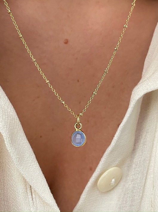 złote naszyjniki Naszyjnik chalcedon niebieski BABY BLUE
