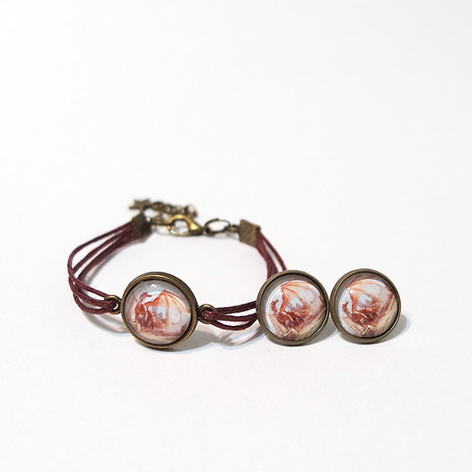 komplet biżuterii Komplet - Smok - kolczyki, bransoletka