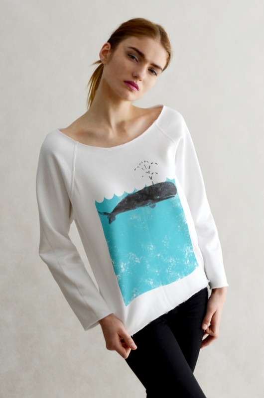 WHALE biała bluza oversize GAU great as You