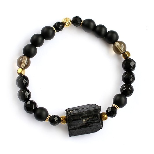 bransoletki z kamieni naturalnych Unikat elegancka ochronna czarny turmalin onyks