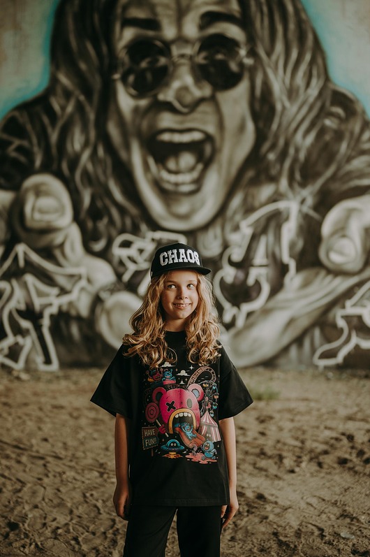 t-shirty dla chłopców T-shirt oversize Teddyland czarna dziecko