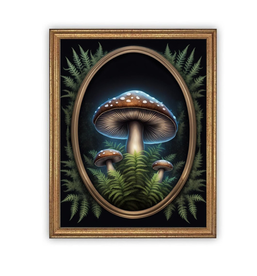 grafiki i ilustracje PLAKAT dekoracja dark academia  grzyby leśna