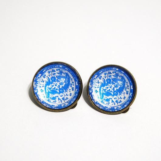 klipsy Klipsy - Kafelki, niebieskie ptaki - duże, brąz