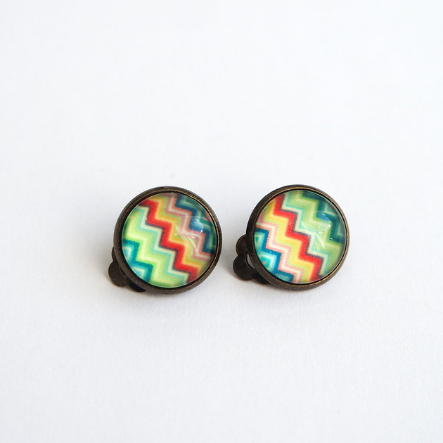 klipsy Klipsy - Kolorowe zygzaki, brąz