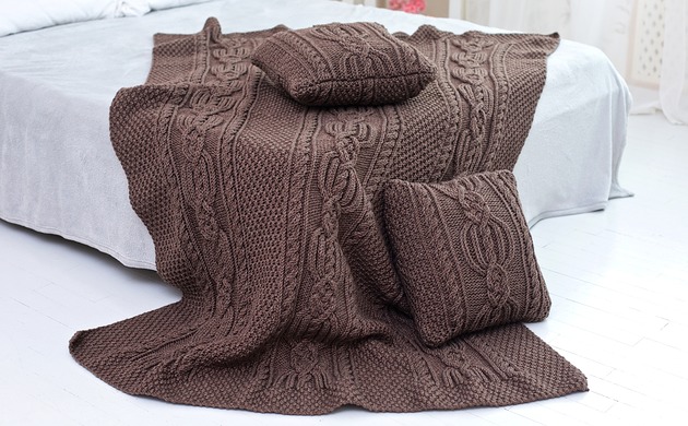 Wełniany koc z dzianiny pled 150x220cm CozyHomeDG