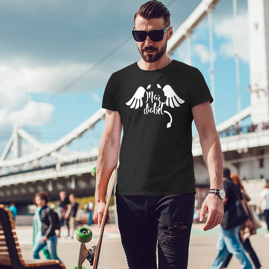 Mąż diabeł męski tshirt koszulka czarna ONE MUG A DAY