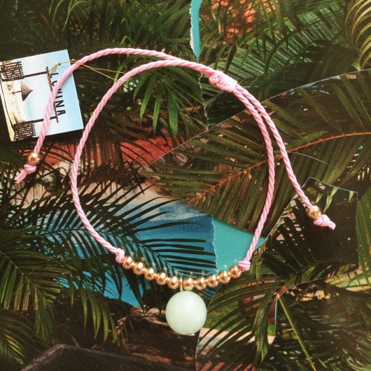 bransoletka: jadeit, boho, hippie, złoto lovina