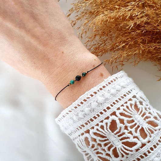 bransoletka z onyksem i malachitem LEI handmade 