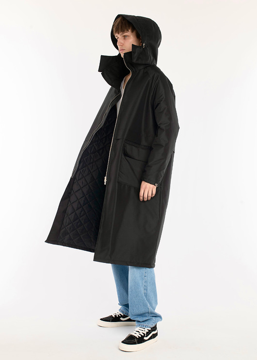 płaszcze i kurtki męskie Parka Longline Hoodie Oversize czarna