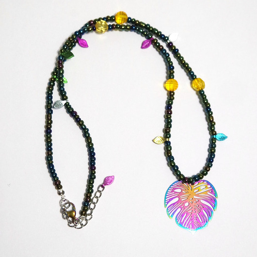 naszyjniki - inne Liść monstera, listki, żółta - kolekcja Starlight