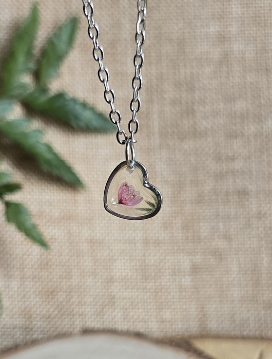 wisiory Srebrny wisiorek prawdziwe kwiaty różowe serce