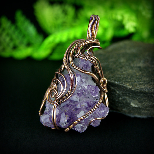 wisiory Wisiorek wire wrapping z ametystem