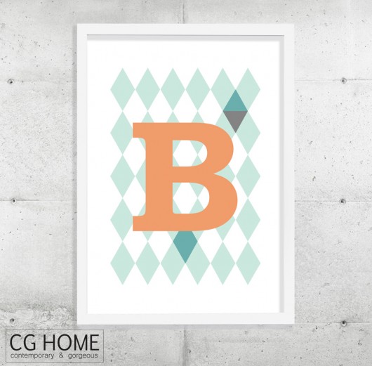 B plakat 30cm x 40cm GRAFIKA literki TYPOGRAFIA Cghome