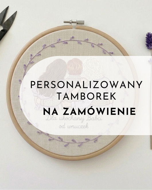 obrazy Tamborek personalizowany na zamówienie - portret dla babci od wnuczek
