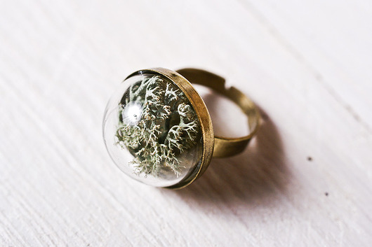 Pierścionek z mchem w szklanej półkuli So Jewelry