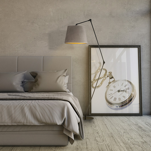 Ruchoma lampa podłogowa do sypialni MANILA VELUR LYSNE