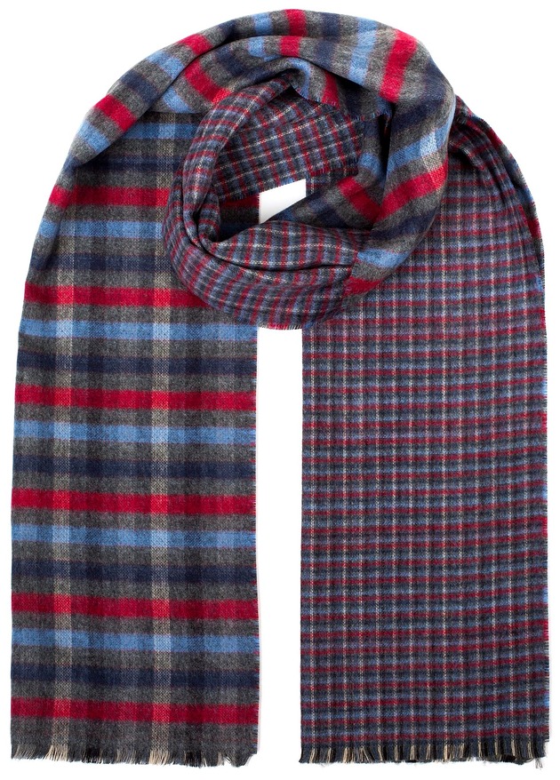 tuby i kominy Szal Męski Granatowy w Kratkę - Elegancki Komin Cashmink