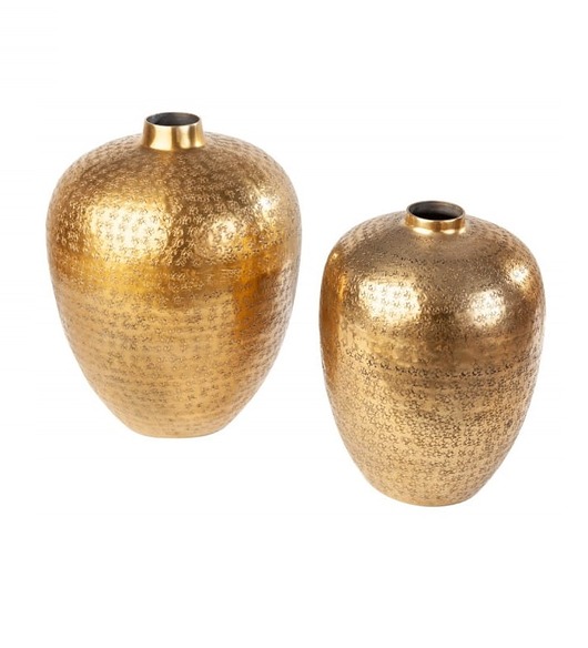 wazony Wazon waza Oriental metalowa młotkowany metal złota 33cm