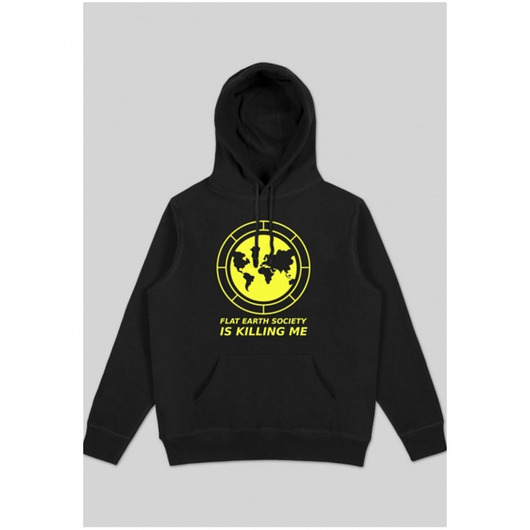 Flat Earth Society Black Hoodie Back to Black