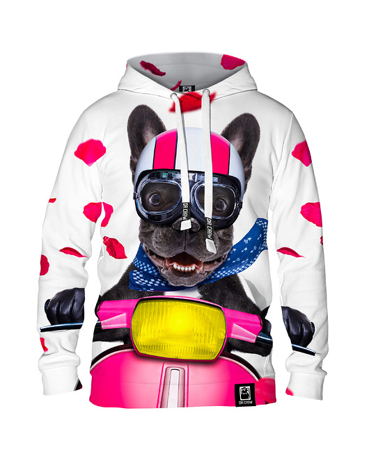 bluzy męskie Męska Bluza z kapturem Dog on Scooter