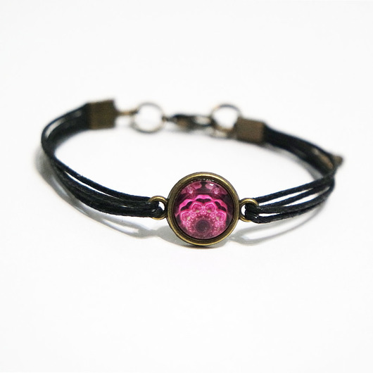 bransoletki ze szkła Bransoletka - Różowa koronka - czarna