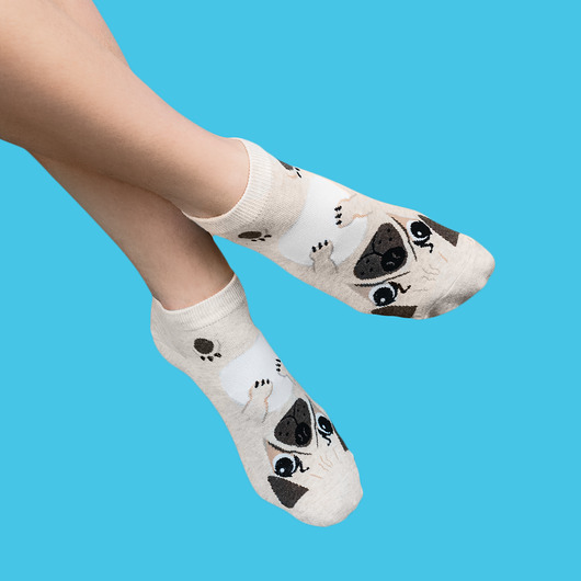 Skarpetki z mopsem - Przygarnij mopsa - krótkie CandySox
