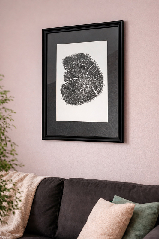 grafiki i ilustracje Unikatowy Obraz Botaniczny w Ramie 30x40cm. Monotypia Plaster Drzewa