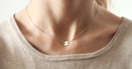 srebrne naszyjniki Sterling Silver Round Tag Necklace