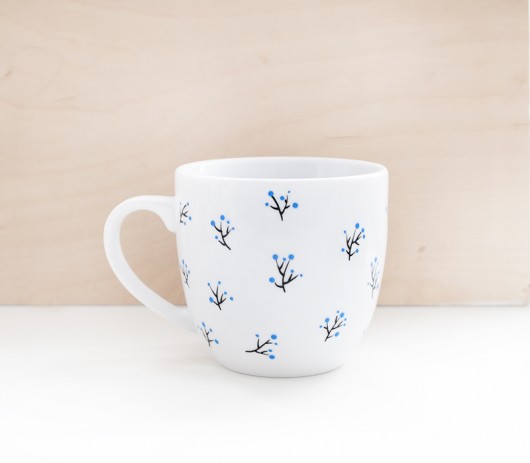 Gałązki 02 - niebieskie - kubek porcelanowy miamilu