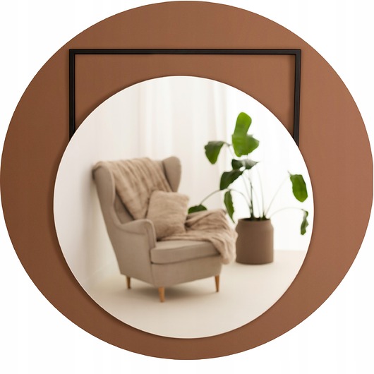 lustra stojące i wiszące LUSTRO OKRĄGŁE OWAL 60CM ŚCIENNE METALOWA RAMA LOFT SALON POKÓJ ŁAZIENKA