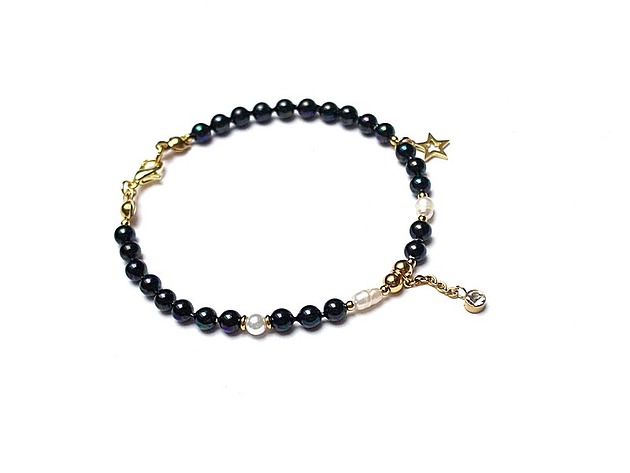 bransoletki z kamieni naturalnych Pearls /navy blue / perły naturalne vol. 1