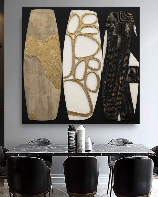obrazy Obraz elegancki 120x120cm  strukturalny złoto beż czerń biały
