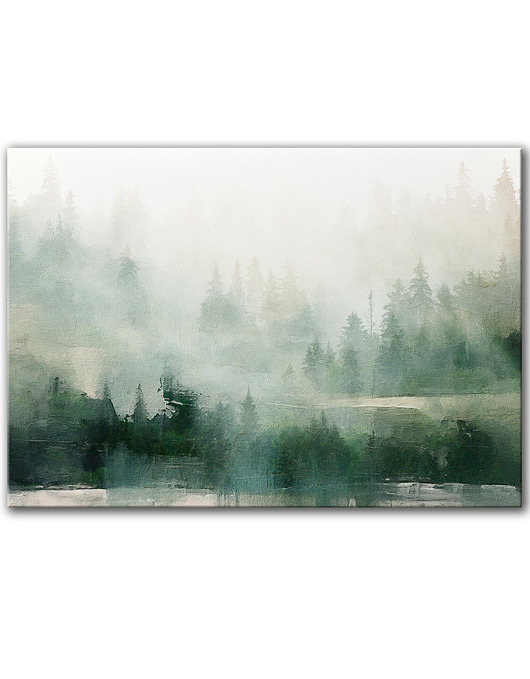 obrazy Obraz na płótnie - Las we mgle Abstrakcja - 100x70 cm  (1-0306)
